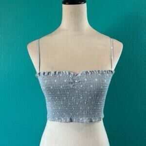 Reformation Polka Dot Linen Smocked Tank Top